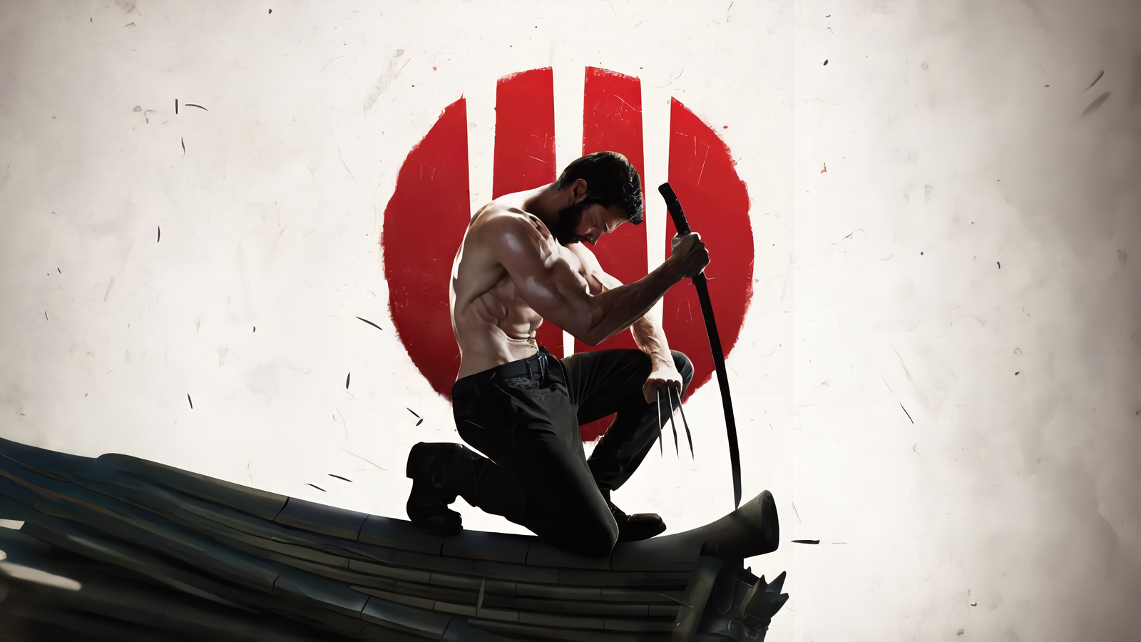 Wolverine Samurai Katana and Claws 4K desktop Wallpaper | WatchOut Walls